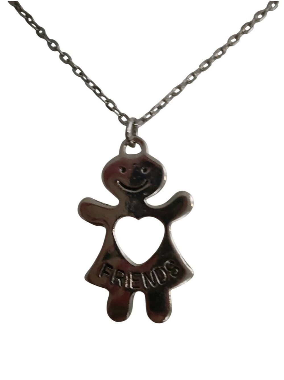 Silver Friends Girl Pendant Necklace